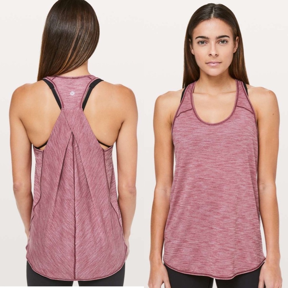 🍋 Lululemon essential racerback tank in heathered purple. Size 8. EUC